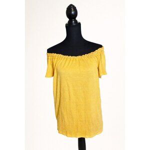 Max Studio Sunshine Yellow Off-Shoulder Top – Size L (NWT
